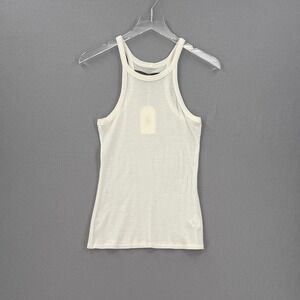 ENZA COSTA Tencel Cashmere Baby Rib Racer Tank Women Medium Cream Winter White